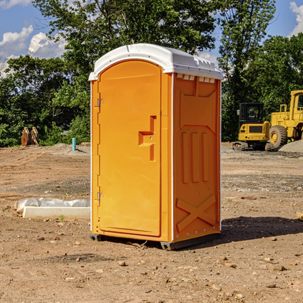 how often are the portable restrooms cleaned and serviced during a rental period in Dorena